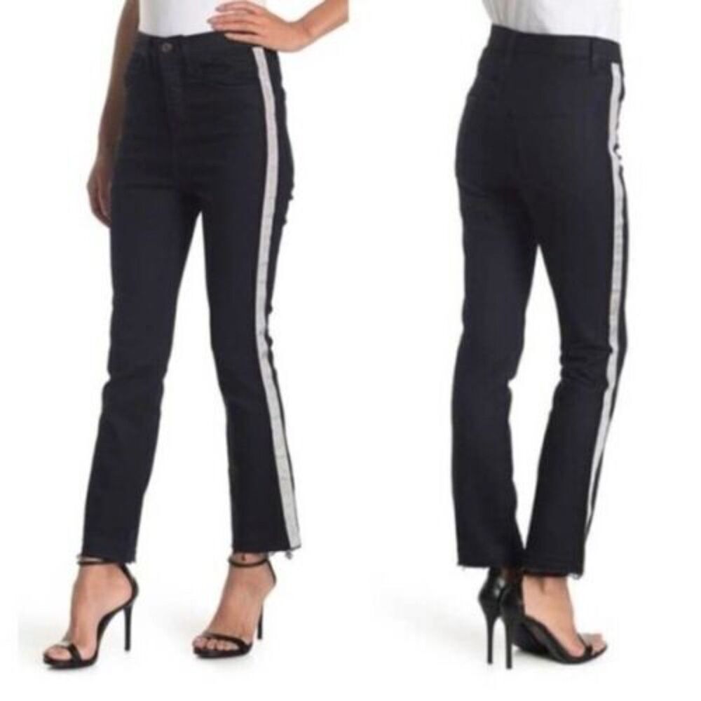 VERONICA BEARD Carly Kick Flare High Rise Dark Blue Wash Side Stripe Jeans 26